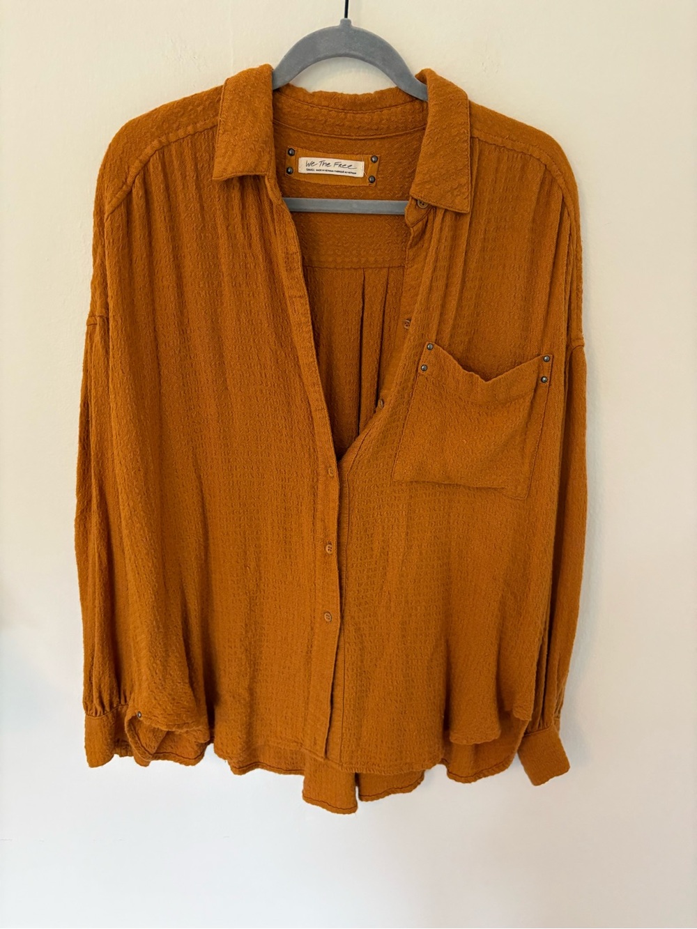 Free People Rust Colored button up shirt